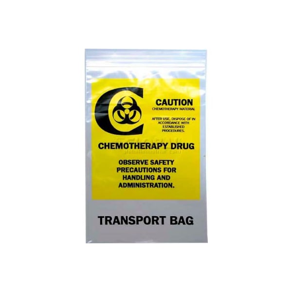 Lk Packaging Reclosable Chemo Transfer Bags, 12inW x 15inL, 4 Mil, Yellow, 500/Pack F41215CTB - main